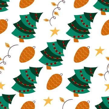 Christmas seamless pattern in hand draw style イラスト素材