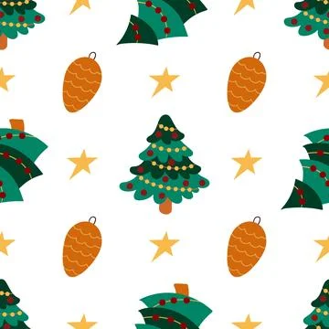 Christmas seamless pattern in hand draw style イラスト素材