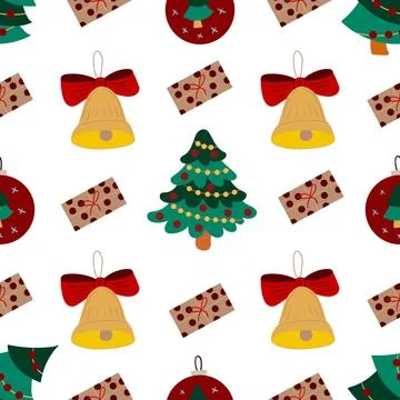 Christmas seamless pattern in hand draw style Stock Illustration