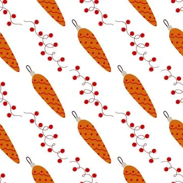 Christmas seamless pattern in hand draw style Stock Illustration