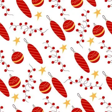 Christmas seamless pattern in hand draw style Stock Illustration