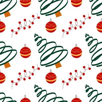 Christmas seamless pattern in hand draw style Stock Illustration