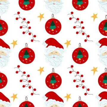 Christmas seamless pattern in hand draw style Stock Illustration