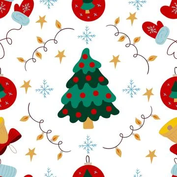 Christmas seamless pattern in hand draw style Stock Illustration