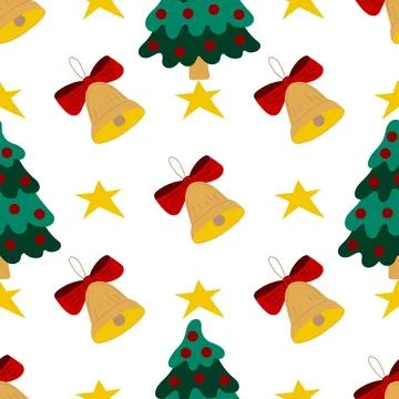 Christmas seamless pattern in hand draw style Stock Illustration