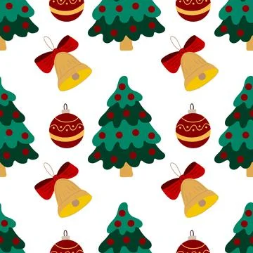 Christmas seamless pattern in hand draw style Stock Illustration