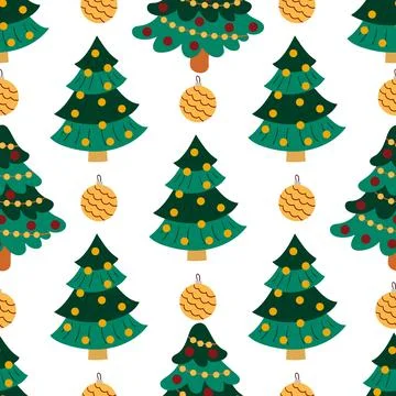 Christmas seamless pattern in hand draw style Stock Illustration