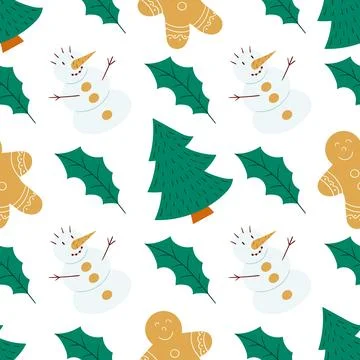 Christmas seamless pattern in hand draw style Stock Illustration