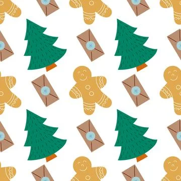 Christmas seamless pattern in hand draw style Illustrazione stock