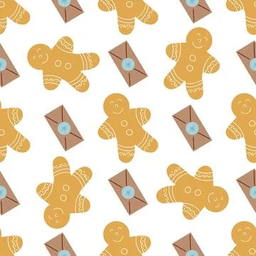 Christmas seamless pattern in hand draw style Illustrazione stock