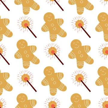 Christmas seamless pattern in hand draw style Illustrazione stock