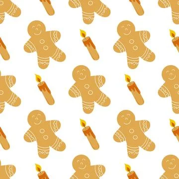 Christmas seamless pattern in hand draw style Stock Illustration