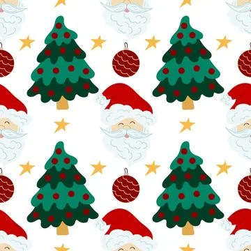Christmas seamless pattern in hand draw style Stock Illustration