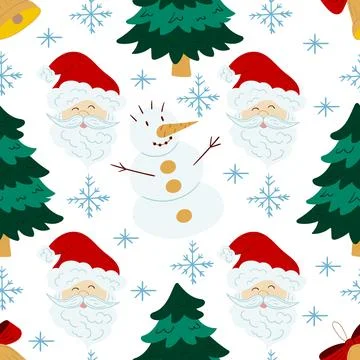 Christmas seamless pattern in hand draw style Stock Illustration
