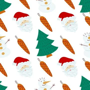 Christmas seamless pattern in hand draw style Stock Illustration