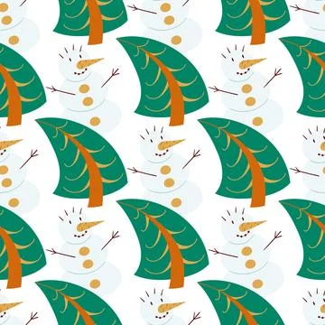 Christmas seamless pattern in hand draw style Stock Illustration