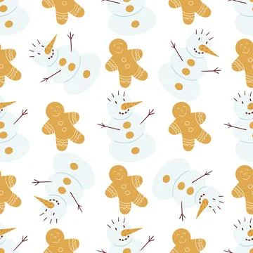 Christmas seamless pattern in hand draw style Stock Illustration