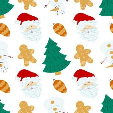 Christmas seamless pattern in hand draw style Stock Illustration