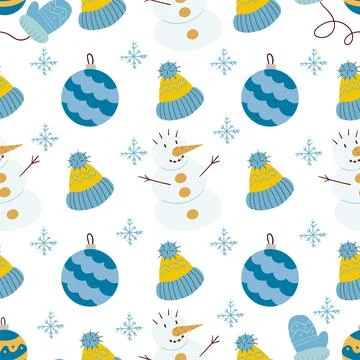 Christmas seamless pattern in hand draw style Stock Illustration