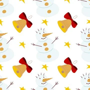Christmas seamless pattern in hand draw style Stock Illustration