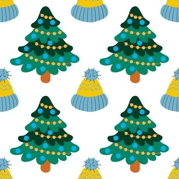 Christmas seamless pattern in hand draw style Stock Illustration
