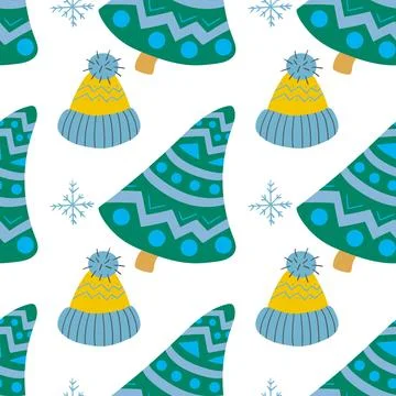 Christmas seamless pattern in hand draw style Stock Illustration