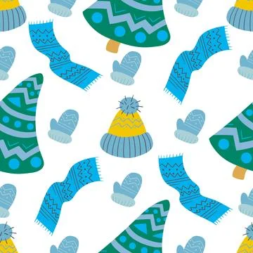 Christmas seamless pattern in hand draw style Stock Illustration