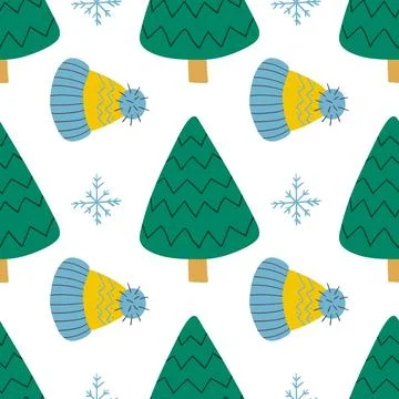Christmas seamless pattern in hand draw style Stock Illustration