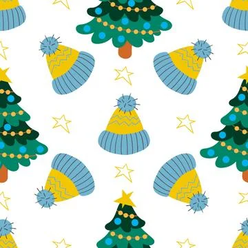 Christmas seamless pattern in hand draw style Stock Illustration