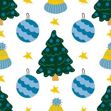 Christmas seamless pattern in hand draw style Stock Illustration