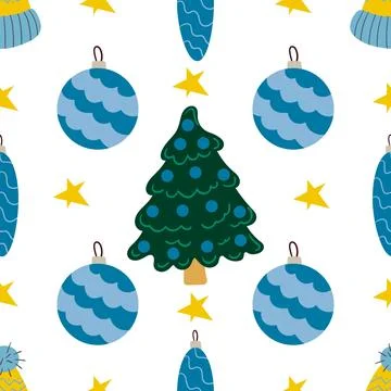 Christmas seamless pattern in hand draw style Stock Illustration