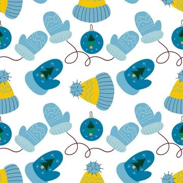 Christmas seamless pattern in hand draw style Stock Illustration