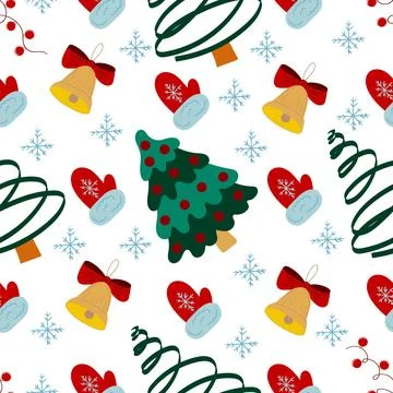 Christmas seamless pattern in hand draw style Stock Illustration