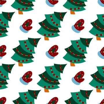 Christmas seamless pattern in hand draw style Stock Illustration
