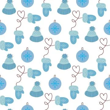 Christmas seamless pattern in hand draw style Stock Illustration