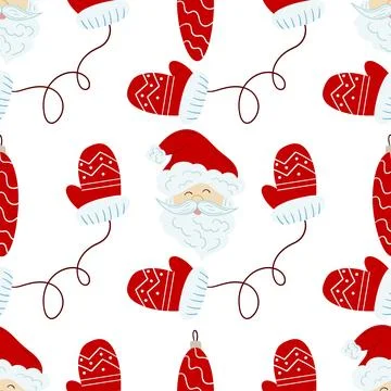 Christmas seamless pattern in hand draw style Stock Illustration
