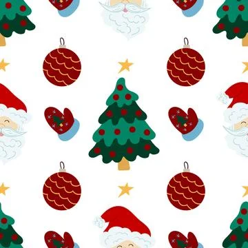 Christmas seamless pattern in hand draw style Stock Illustration