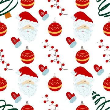 Christmas seamless pattern in hand draw style Stock Illustration