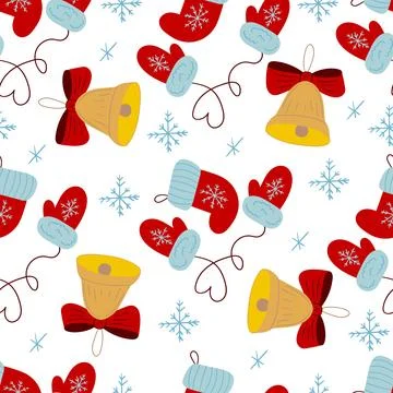 Christmas seamless pattern in hand draw style Stock Illustration