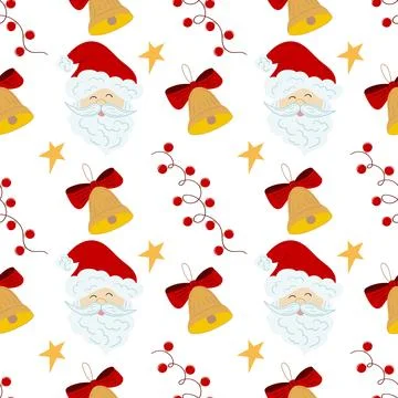 Christmas seamless pattern in hand draw style Stock Illustration