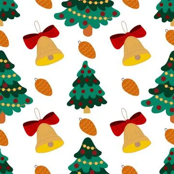 Christmas seamless pattern in hand draw style Stock Illustration