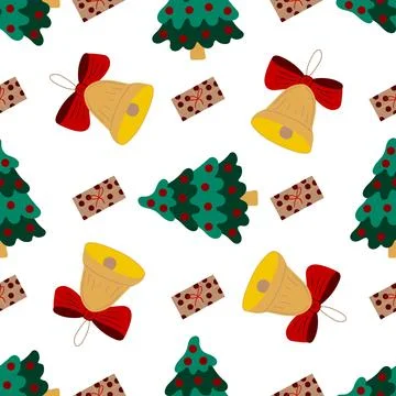 Christmas seamless pattern in hand draw style Stock Illustration