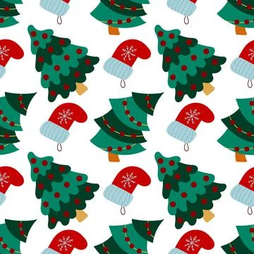 Christmas seamless pattern in hand draw style Stock Illustration