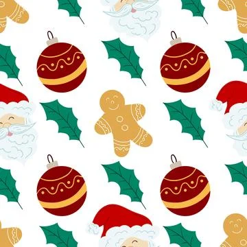 Christmas seamless pattern in hand draw style Stock Illustration