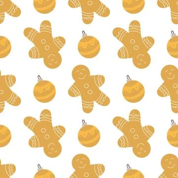 Christmas seamless pattern in hand draw style Stock Illustration