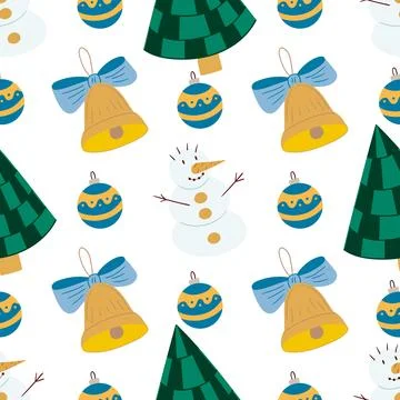Christmas seamless pattern in hand draw style Stock Illustration