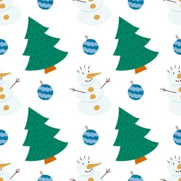 Christmas seamless pattern in hand draw style Stock Illustration