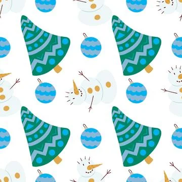 Christmas seamless pattern in hand draw style Stock Illustration