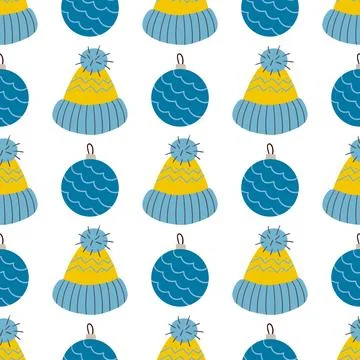 Christmas seamless pattern in hand draw style Stock Illustration