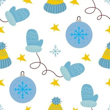 Christmas seamless pattern in hand draw style Stock Illustration